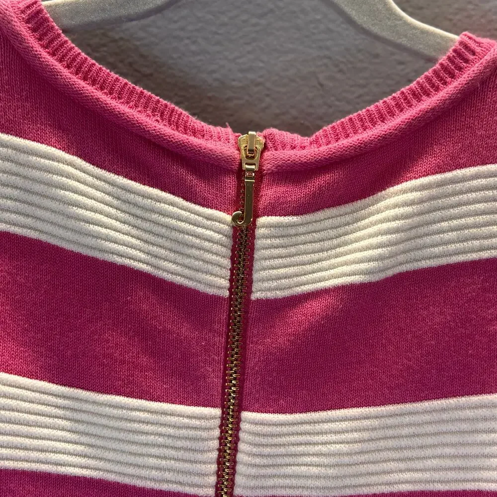 Juicy Couture Bright Pink and White Striped Drop Waist Dress Girls XL